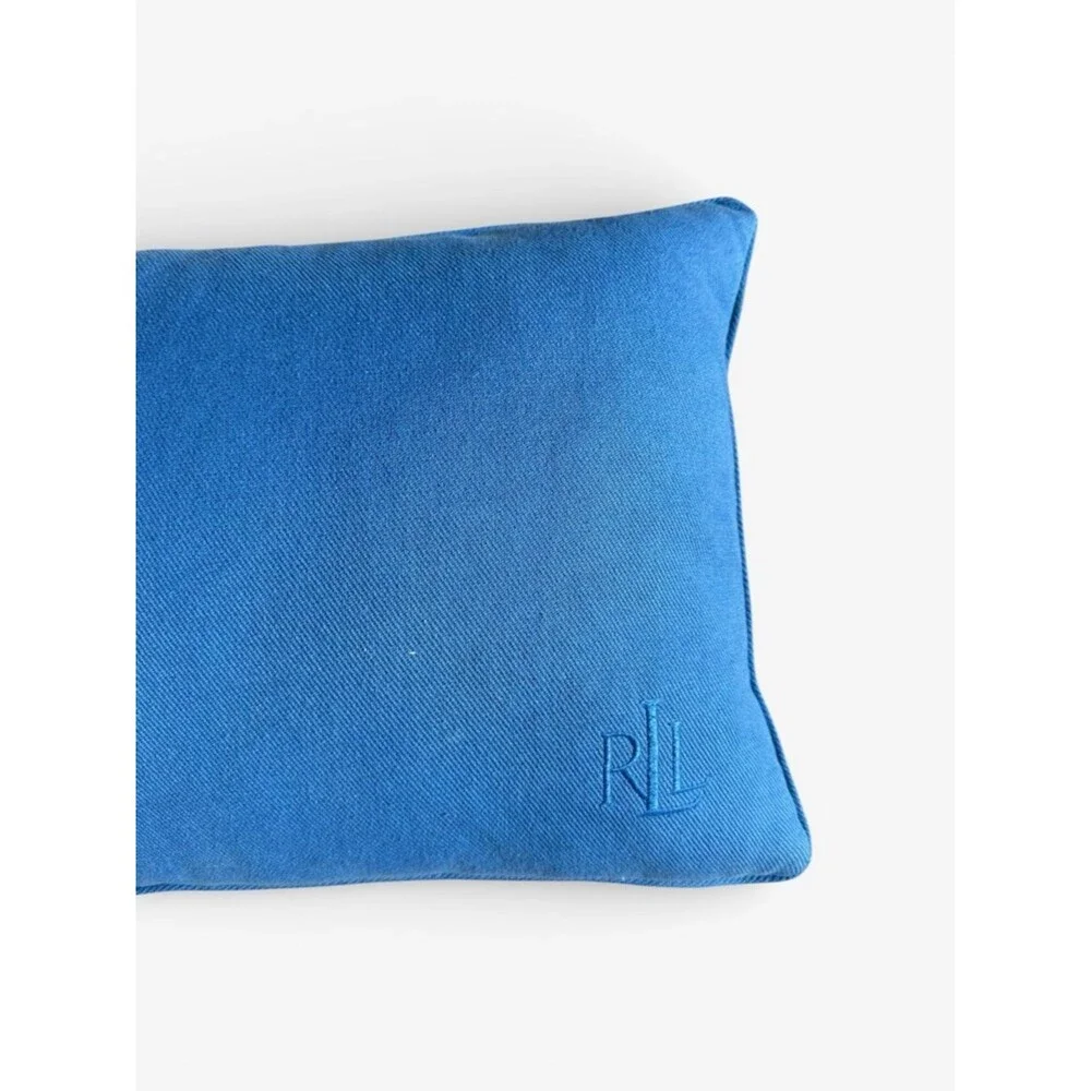 Lauren Ralph Lauren Blue Lumbar Accent Pillow 13.5x25 Classic Home Preppy